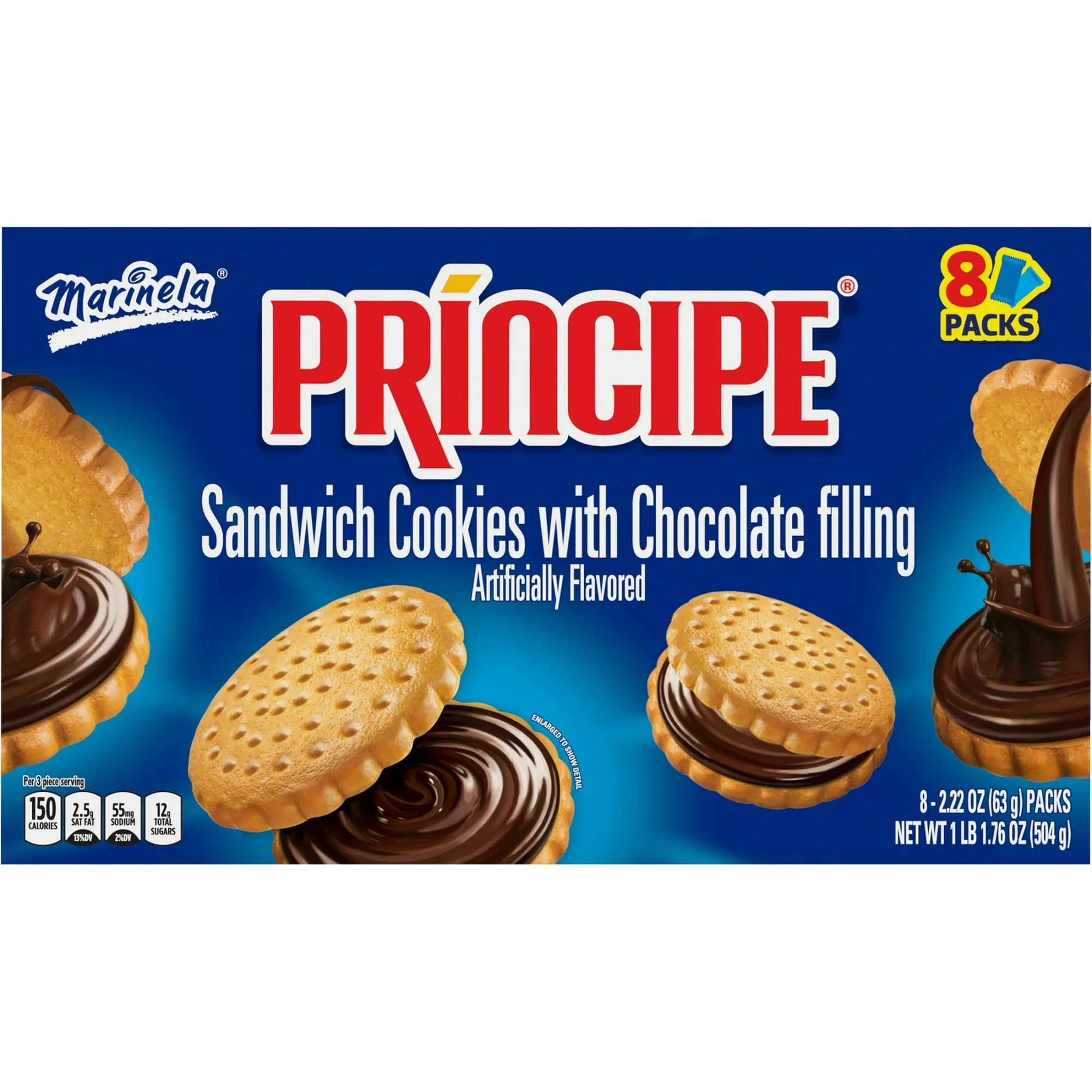 Marinela Principe Chocolate Filled Sandwich Cookies, 8 count, Cookies, 17.76 oz Box