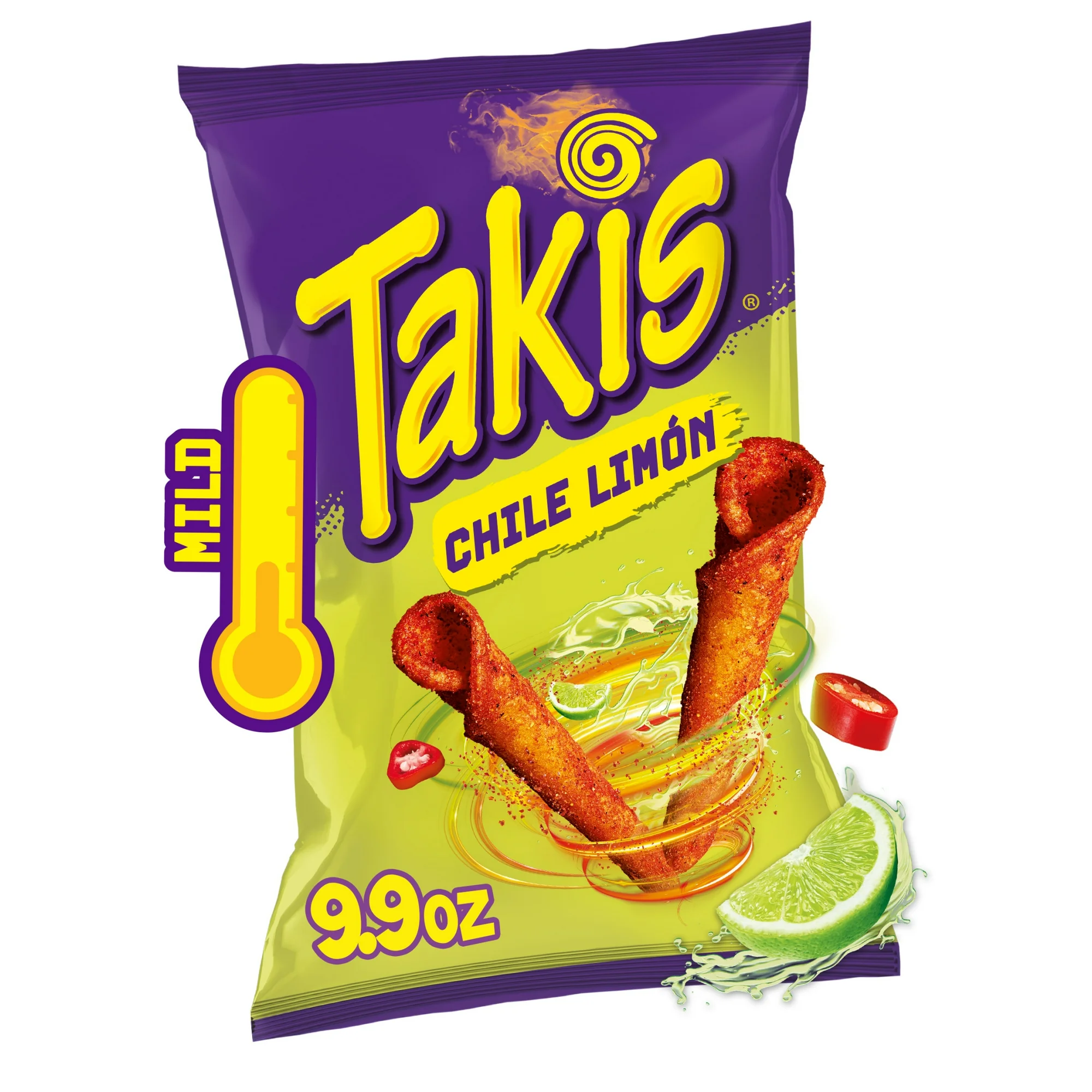 Takis Chile Limon 9.9 oz Sharing Size Bag, Chili & Lime Rolled Tortilla Chips